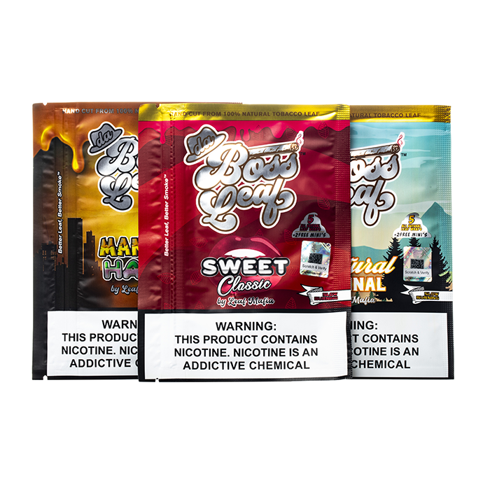 Da Boss Leaf Natural Tobacco Wraps - 5 Pack + 2 Free Mini Wraps