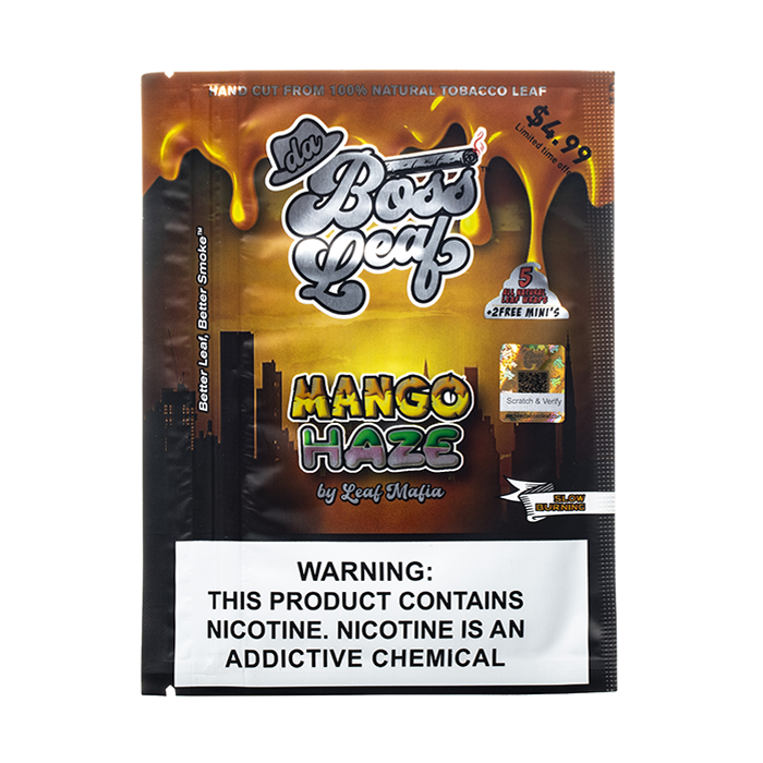 Da Boss Leaf Natural Tobacco Wraps - 5 Pack + 2 Free Mini Wraps