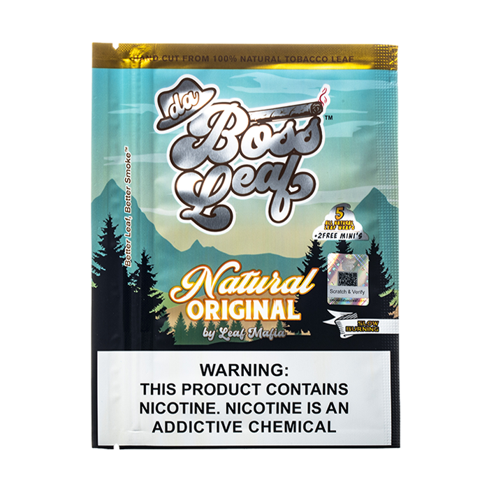Da Boss Leaf Natural Tobacco Wraps - 5 Pack + 2 Free Mini Wraps