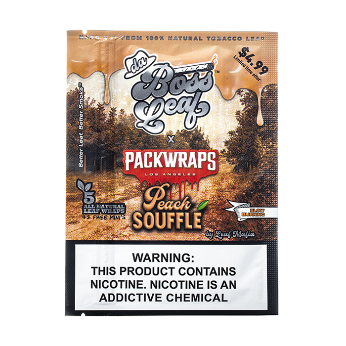 Da Boss Leaf Natural Tobacco Wraps - 5 Pack + 2 Free Mini Wraps