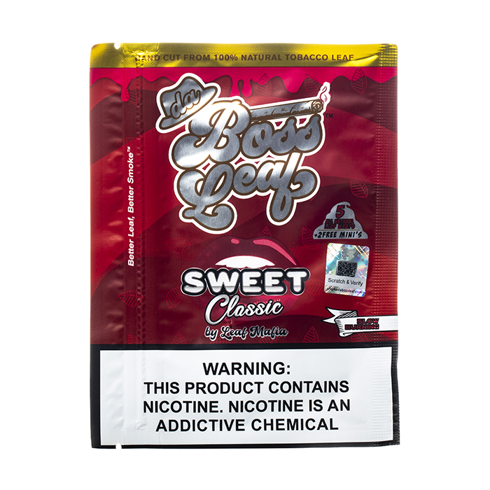 Da Boss Leaf Natural Tobacco Wraps - 5 Pack + 2 Free Mini Wraps