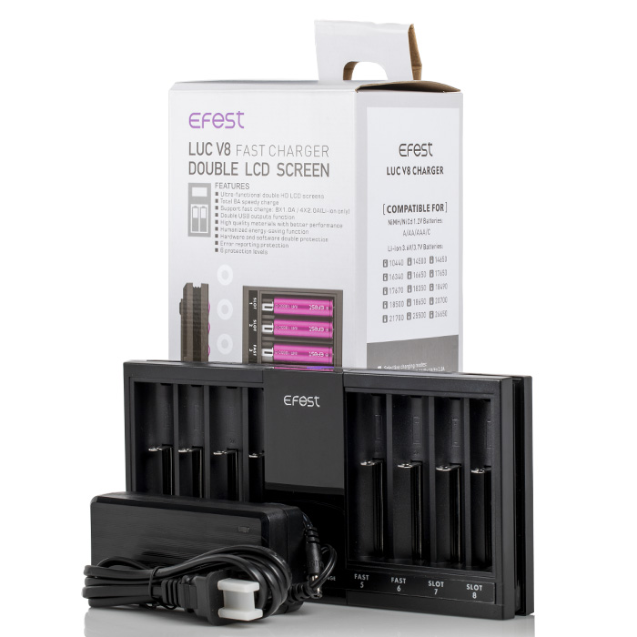 elf bar vape uk EFEST LUC V8 Double LCD Screen Fast Battery Charger
