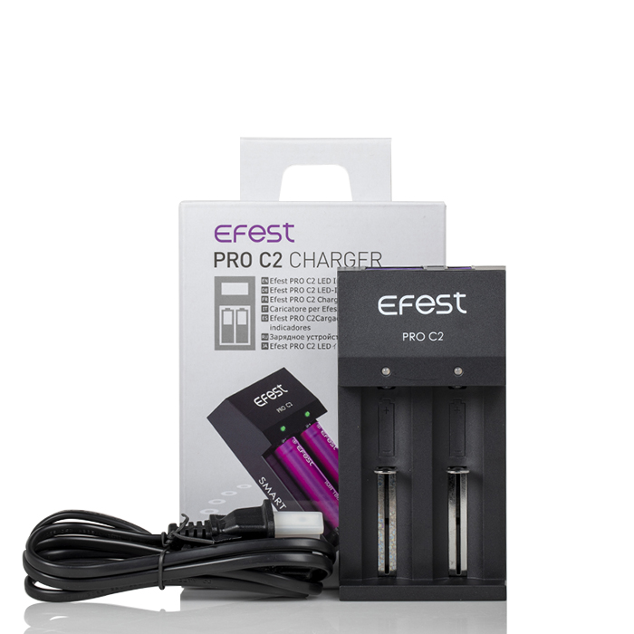 efest vape battery chargers PRO C2 2-Bay Smart Charger Colour:Lavender Purple Kit Understanding How Much Do Efest pro are high 10ml Nic Salt e-Liquids
