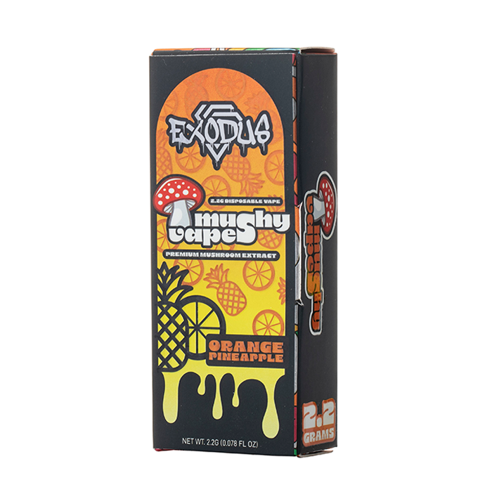 mush caps disposable vape Exodus Mushy Vapes 2.2G Flavor:Hawaiian Punch (Sativa) x Creme Brulee (Indica) Rechargeable Disposable Vape Cartridges pre rolled joints packaging