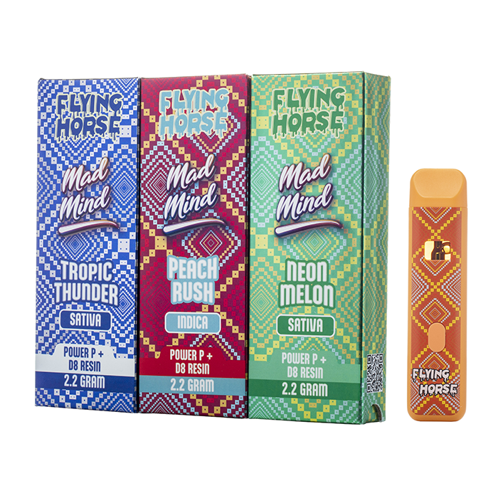 flying horse disposable vape Mad Mind 2.2G Flavour:Strawberry Mango 0.5% Disposable Rainbow Rain RAZ LTX