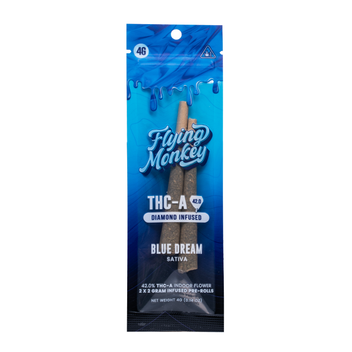 blue monkey vape Flying Monkey THC-A Diamond Infused Pre Rolls 4G