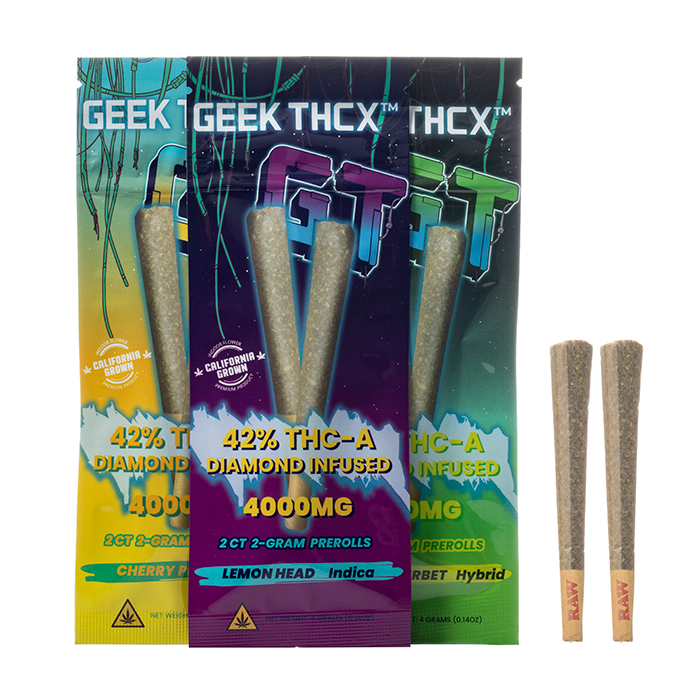 Geek THCX THCA Diamond Infused Pre Rolls 4G $9.99