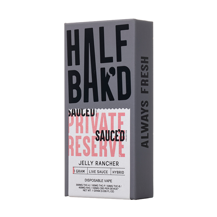 Half Bak'd Sauce'd Private Reserve Live Resin Disposable 1G - $14.99 Half Bak'd Sauce'd Private Reserve Live Resin Disposable 1G - $14.99