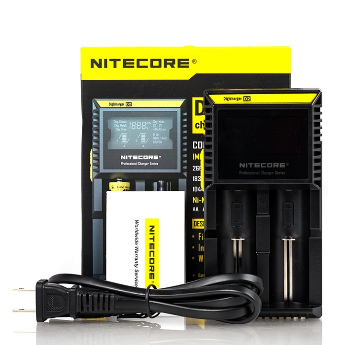 Caricabatterie Intelligente NiteCore D2 Digicharger - LCD, Per AA, AAA, 18650, Li-ion, NiMH