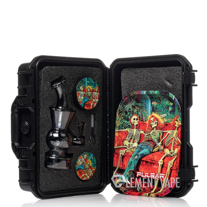 Pulsar 5.75" Bent Neck Waterpipe Smokers Hard Case Travel Set - $49.99