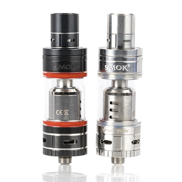 Smok TFV4 Mini Sub-Ohm Tank (Full Kit) - Stainless Steel & Black