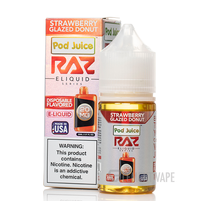 Strawberry Glazed Donut - Pod Juice Salts x RAZ E-Liquid - 30mL $10.99