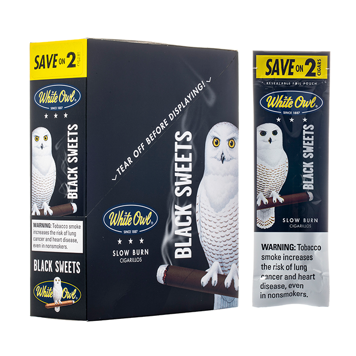 how many pouches of tobacco in a box White Owl Cigarillo 2ct Pouches - Black Sweet [FULL BOX]