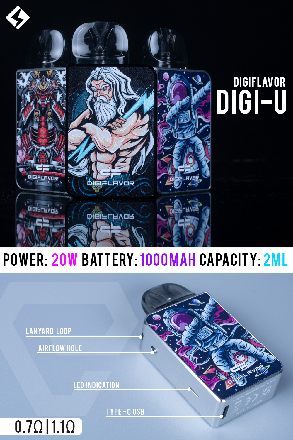 digi u pod kit Grape FLONQ Max Smart Vape main image 1