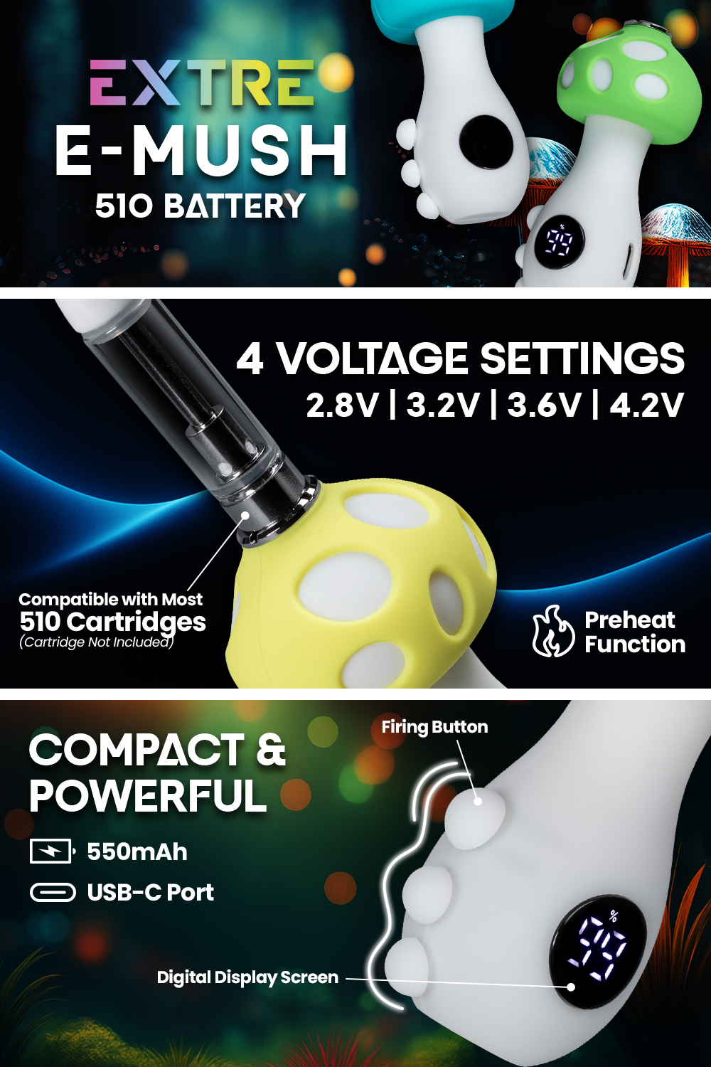 EXTRE E-MUSH 510 Battery - Infographic EXTRE E-MUSH 510 Battery - Infographic