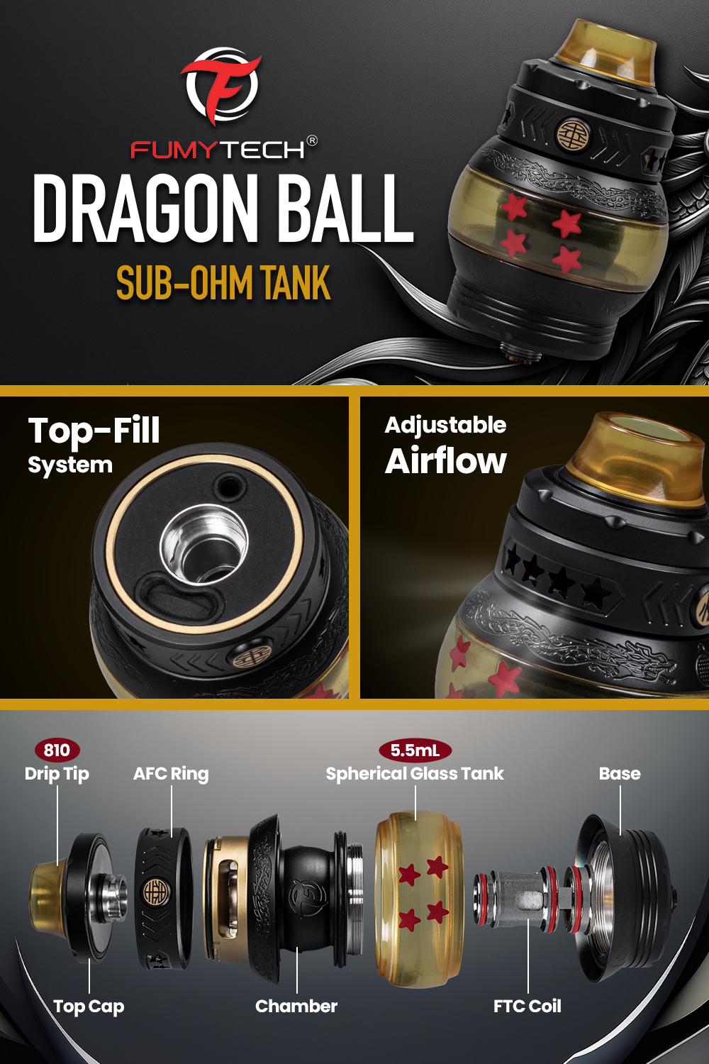 vape dragon ball Ursa Nano 3 Dragon Ball – Pod Édition Spéciale