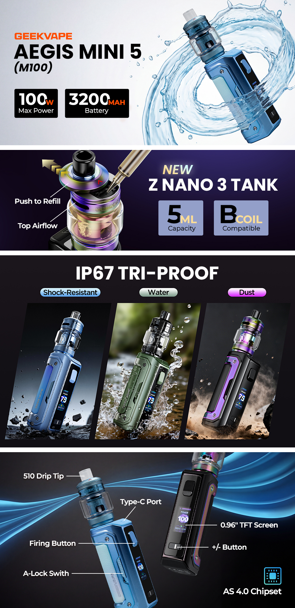 geekvape aegis nano 2 GeekVape AN2 (Aegis Nano 2) Pod System