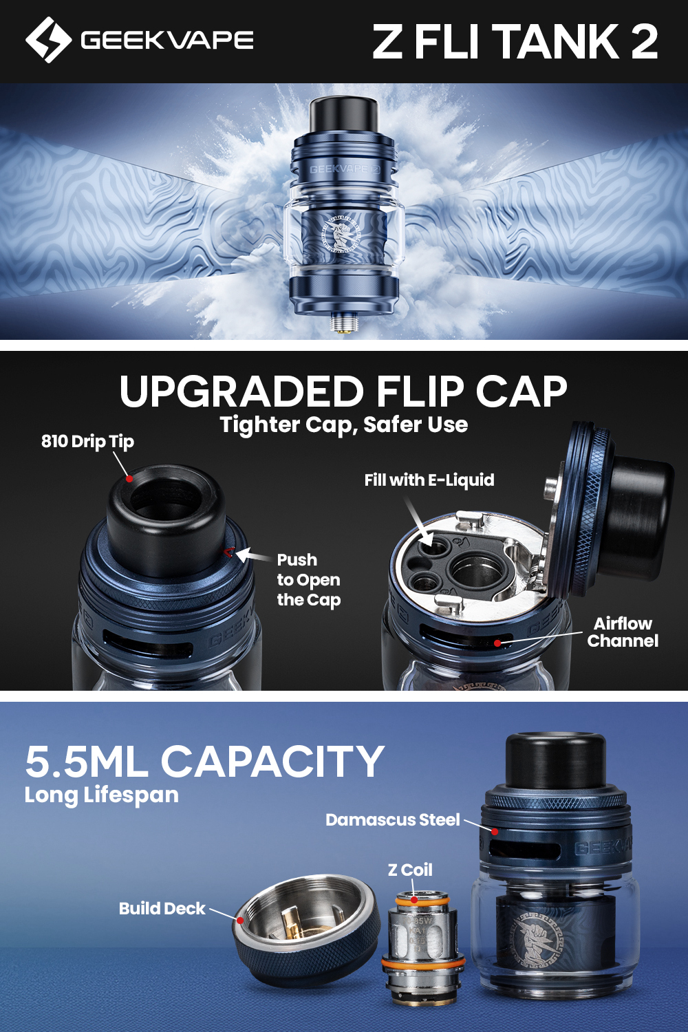 vape drip tank Geek Vape Z FLI 2 Tank