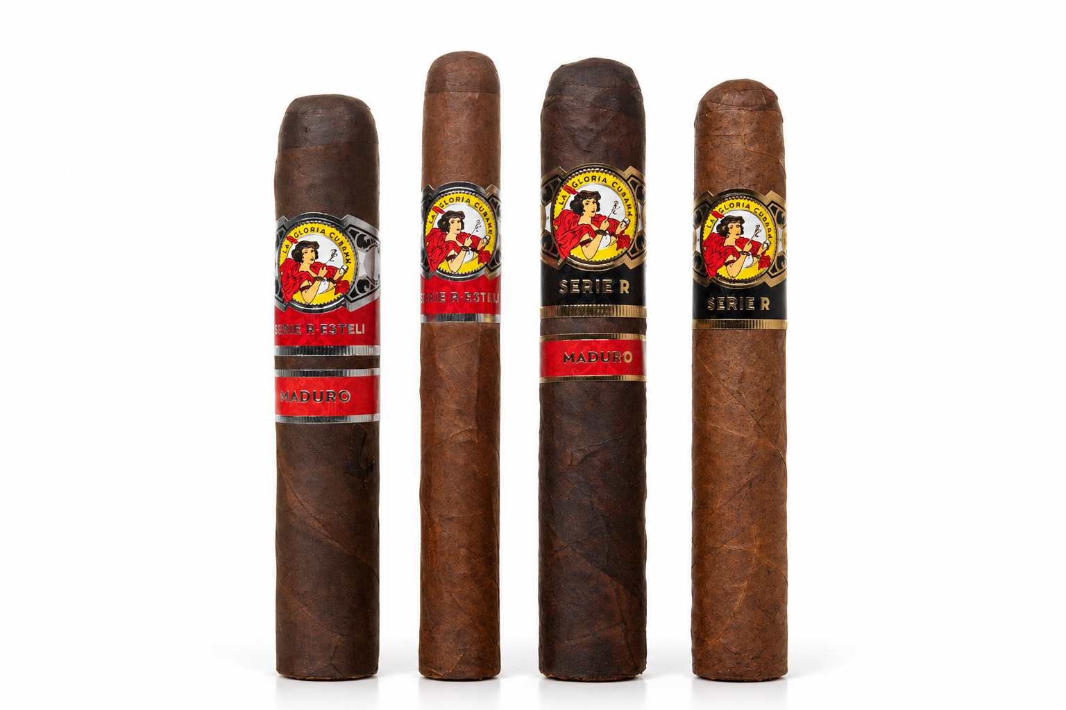 La Gloria Cubana Cigars lined up in a row