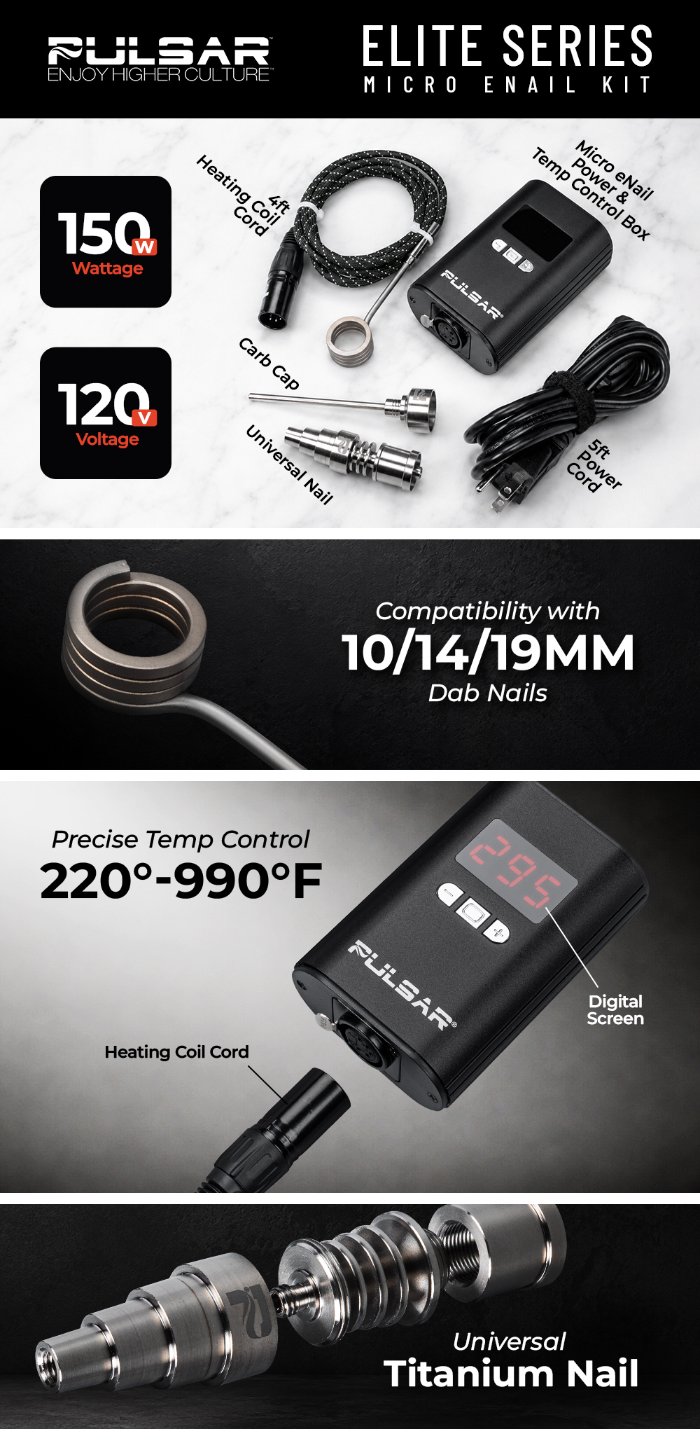 Pulsar Elite Series Micro eNail Kit - Infographic