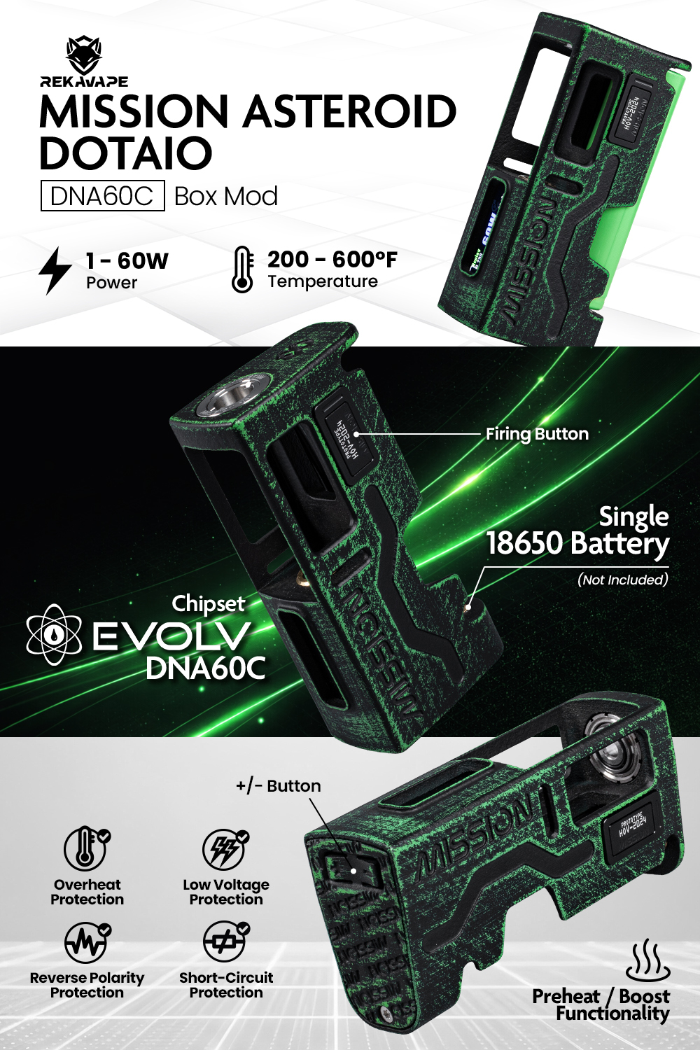 Moyacoです。 Rekavape Mission Asteroid dotAIO DNA60C Box Mod - $139.99