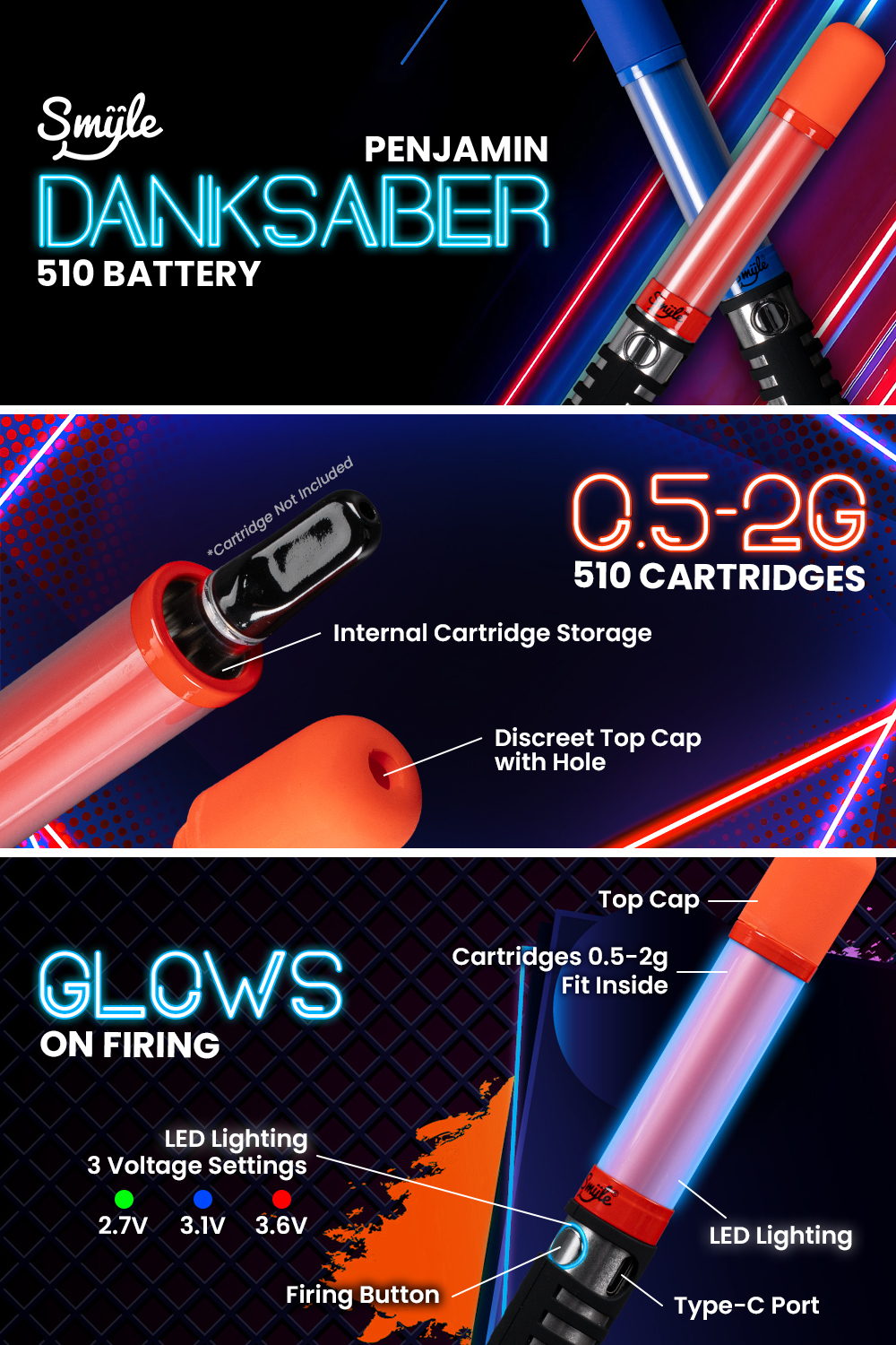 elf bar vape uk Smyle Penjamin Danksaber 510 Battery $19.99