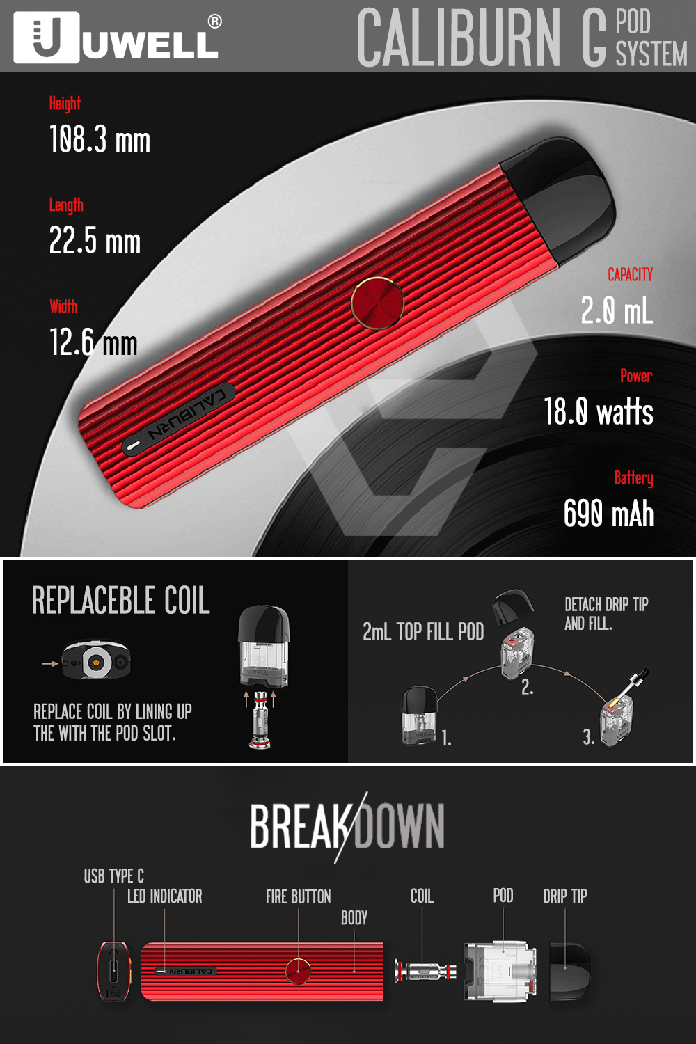 Uwell CALIBURN G 18W Pod System $129.99