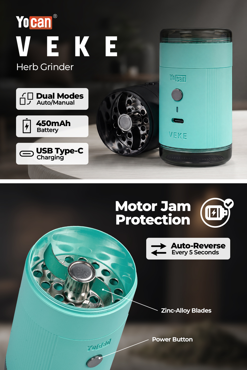 Yocan Veke Herb Grinder - Infographic